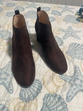 Dark Brown Suede Chelsea Ankle Boots